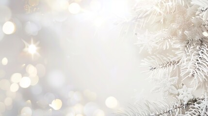 Festive decorated tree with blurred background for Christmas or New Year blank space