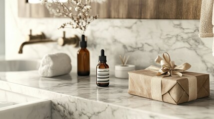 Serene and Elegant Bathroom Vanity with Marble Countertop and Gift Box