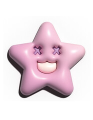 Star cartoon 3D icon, on a white background