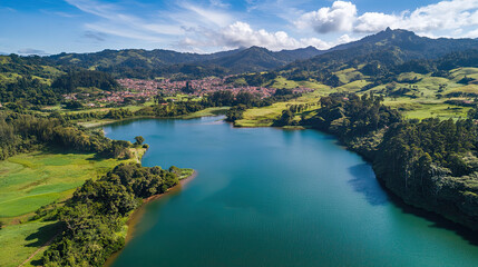 Furnas Lagoon on the island of Sao Miguel in the Azores archipelago