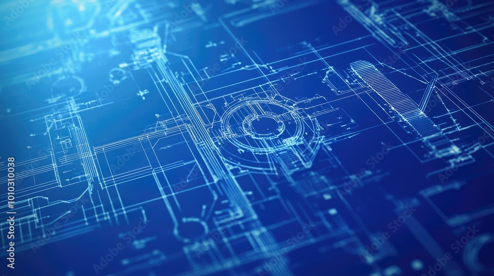 Poster technical blueprints in abstract innovation