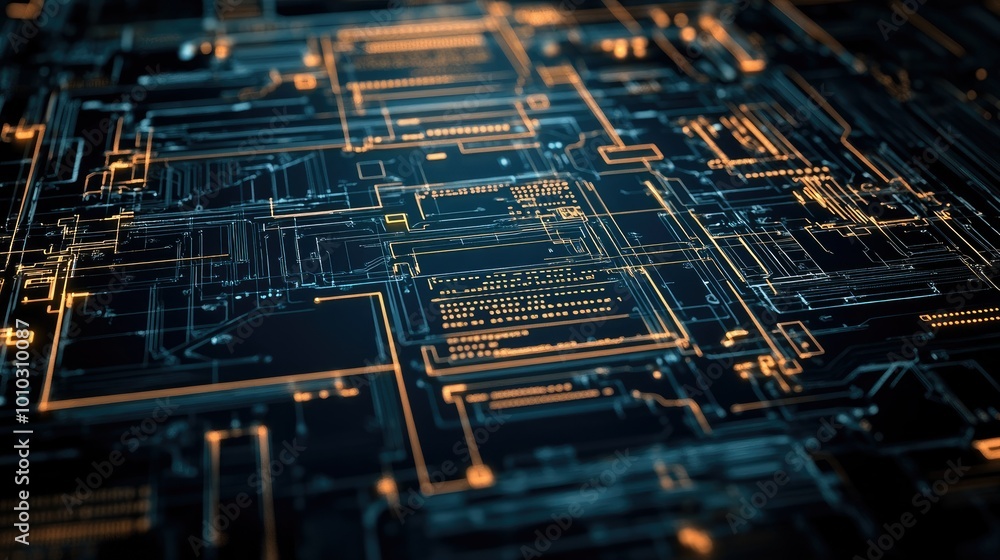 Poster technical blueprints in abstract innovation
