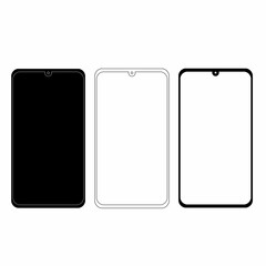 A stylish silhouette of the smartphone icon, highlighting its sleek design. technology, or digital media, symbolizes communication and connectivity. white background