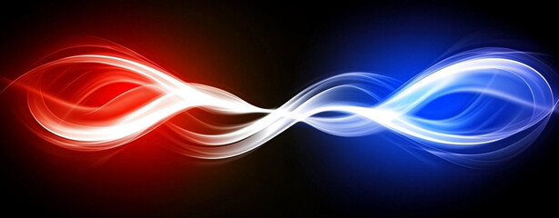 Naklejka premium Abstract background with red and blue lights creating dynamic flow, evoking sense of energy and movement. intertwining lines symbolize connection and harmony