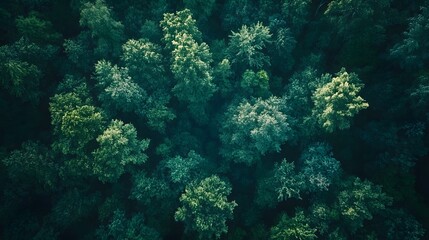 Obraz premium Aerial View of a Lush Forest Canopy