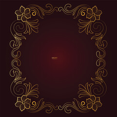Floral art mockup VLuxury Decorative vintage frames and borders set, Gold photo frame with corner gold line floral for picture, Vector design decoration  style. 
