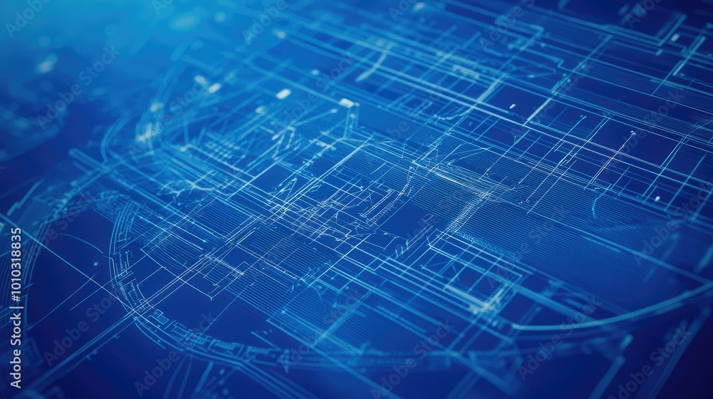 Poster technical blueprints in abstract innovation