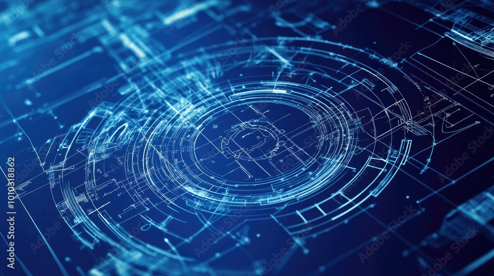 Poster technical blueprints in abstract innovation