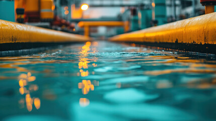 An engineer conducting an inspection at a wastewater treatment plant, checking the systems for proper functioning and compliance with safety standards