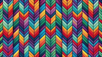 Geometric feather pattern in bold colors, feathers, geometric, colorful, vibrant, eye-catching, design, overlapping