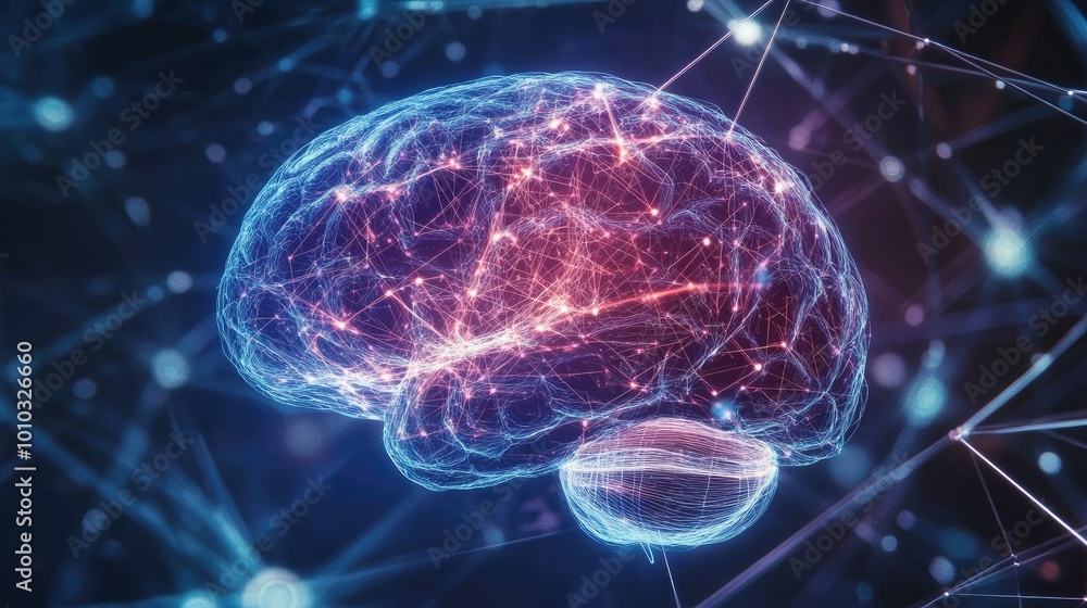 Aufkleber human brain showing intelligent thinking processing through the concept of a neural network