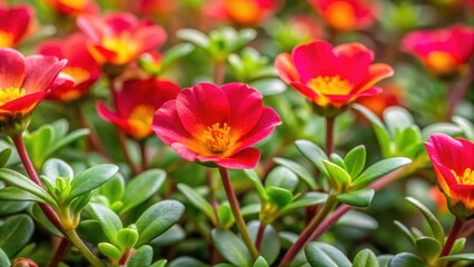 Fototapeta premium Close up of purslane plants (portulaca oleracea) ready for harvest in a garden , edible, succulent, green