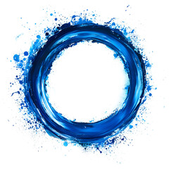 Fototapeta premium Blue Energy Circular Splash on white and transparent background. PNG
