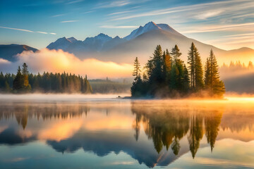 Serene Sunrise Lake Reflection 