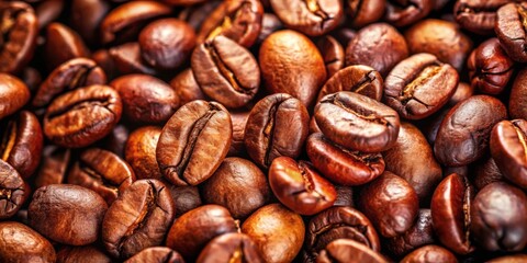 Obraz premium Glossy coffee beans with rich brown hues showcasing the artistry of roasting , coffee, beans, glossy, sheen, texture, hues