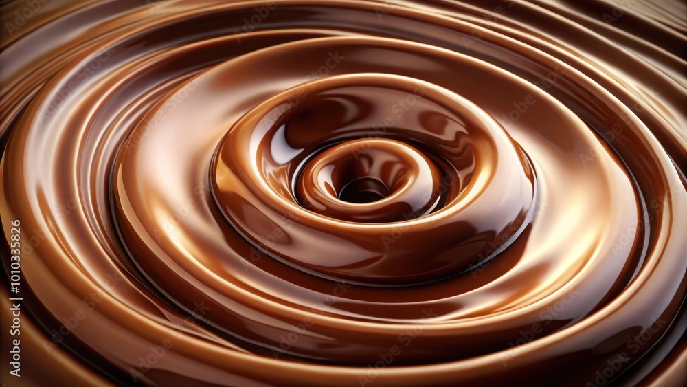 Poster Chocolate swirl in a liquid form , creamy, decadent, indulgent, sweet, dessert, delicious, tempting, smooth, glossy