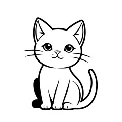 Cute Cat Sitting Vector Illustration - Adorable Cartoon Kitten with Collar