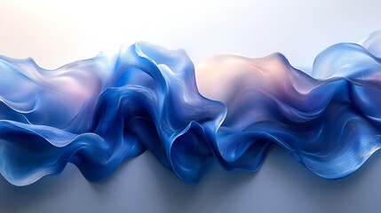 Naklejka premium Abstract blue and white flowing fabric with a light background.