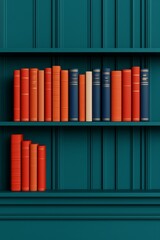 Naklejka premium Colorful Books on a Shelf in a Library Setting