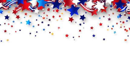 Naklejka premium Festive Stars and Ribbons 4th of July Independence Day Patriotic Background