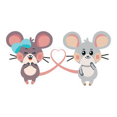cute lovely mouses characters