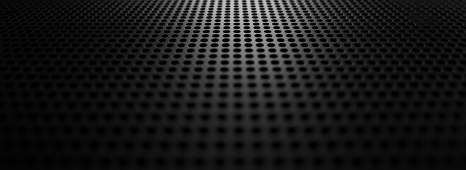 Naklejka premium sleek monochrome metallic surface featuring pattern of circular perforations, creating modern and industrial aesthetic. interplay of light and shadow adds depth and texture