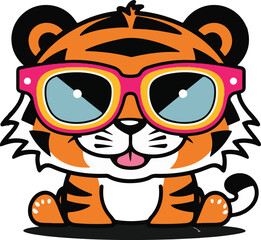 An illustration of a cartoon tiger wearing sunglass  .