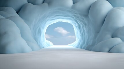 Obraz premium Glowing Blue Ice Cave Walls with Icy Textures and Serene Ambiance