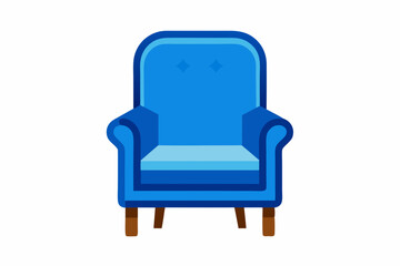 Blue semicircular chair with low legs Vector illustration on white background.