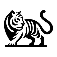 png tiger wild animal simple icon logo modern, isolated on  transparent background