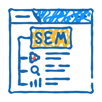 search engine marketing sem seo doodle icon sketch vector. search engine marketing sem seo sign. isolated symbol illustration