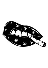 Lip Weed | Cannabis Lips | Rolling Blunt | Smoking Joint | Four Twenty Cannabis | Marijuana Addiction | Kush Life | Smoking Lips | Original Illustration | Vector and Clipart | Cutfile and Stencil