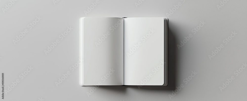 Poster an open book with blank pages on a white background