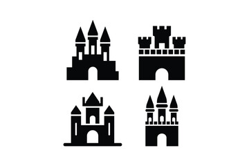 Fototapeta premium Castle icon logo design template isolated set