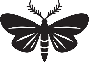 Moth silhouette vector icon, Moth logo silhouette vector black and white