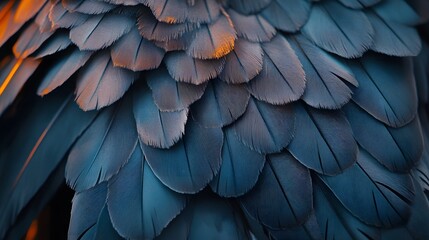 Blue Bird Feathers Close Up