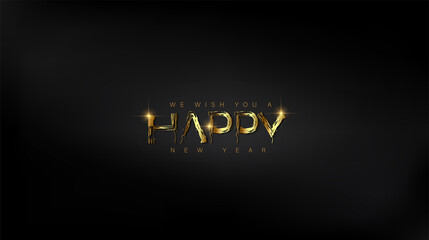 Festive Happy New Year lettering on a black background, represents the excitement and optimism of the new year ahead
