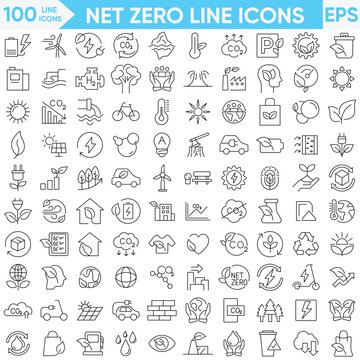 Net Zero Line Icons Vector And Illustrator