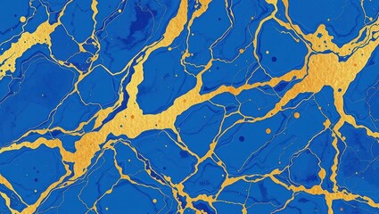 Obraz premium Abstract Blue and Gold Swirl Marble Texture Background