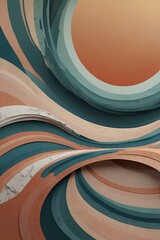 3D Sunrise Wave Illustration in Organic Forms: Muted Tones, Bold Shapes, and Zen Minimalism