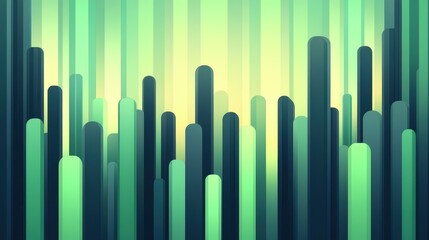 Fototapeta premium Vibrant green 2D cityscape illustration featuring stylized skyscrapers and textures for a modern visual appeal.