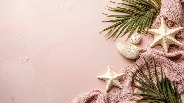 Embrace tropical vibes with this pink palm leaf and starfish sweater