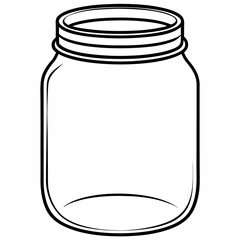 glass mason jar outline coloring book page line art drawing