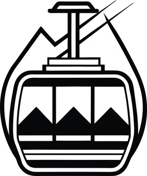 recommend clip art: Cable Car Icon Vector, Ski cable car icon. Outline ski cable car design isolated on a white background silhouette