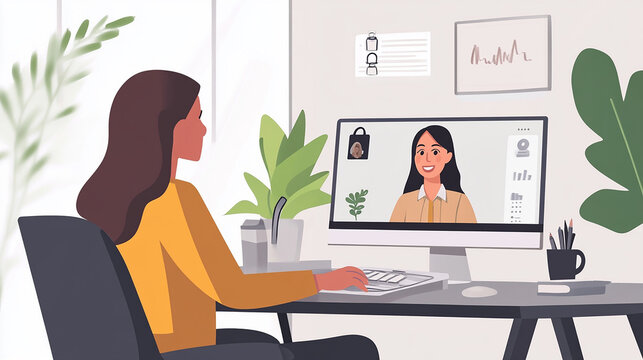 HR manager conducting a virtual interview with a candidate on a video call.