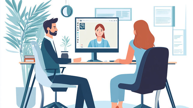 HR manager conducting a virtual interview with a candidate on a video call.