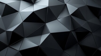 Obraz premium 3D black geometric diamond structures, sharp angles reflecting subtle gradients on a dark background, abstract, high detail, elegant and modern wallpaper design