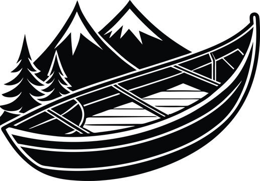 recommend clip art: canoe silhouette icon vector illustration template in white background