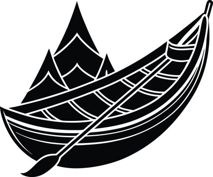 recommend clip art: canoe silhouette icon vector illustration template in white background