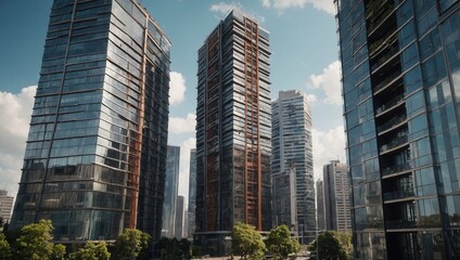Fototapeta premium City skyline with modern high-rise buildings under clear skies